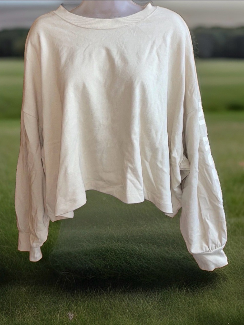 2X Plus Size Oversized Sweatshirt Cream Ivory Wild Fable Women’s